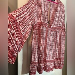 Red and Ivory Bojo Chic Patterned Dress